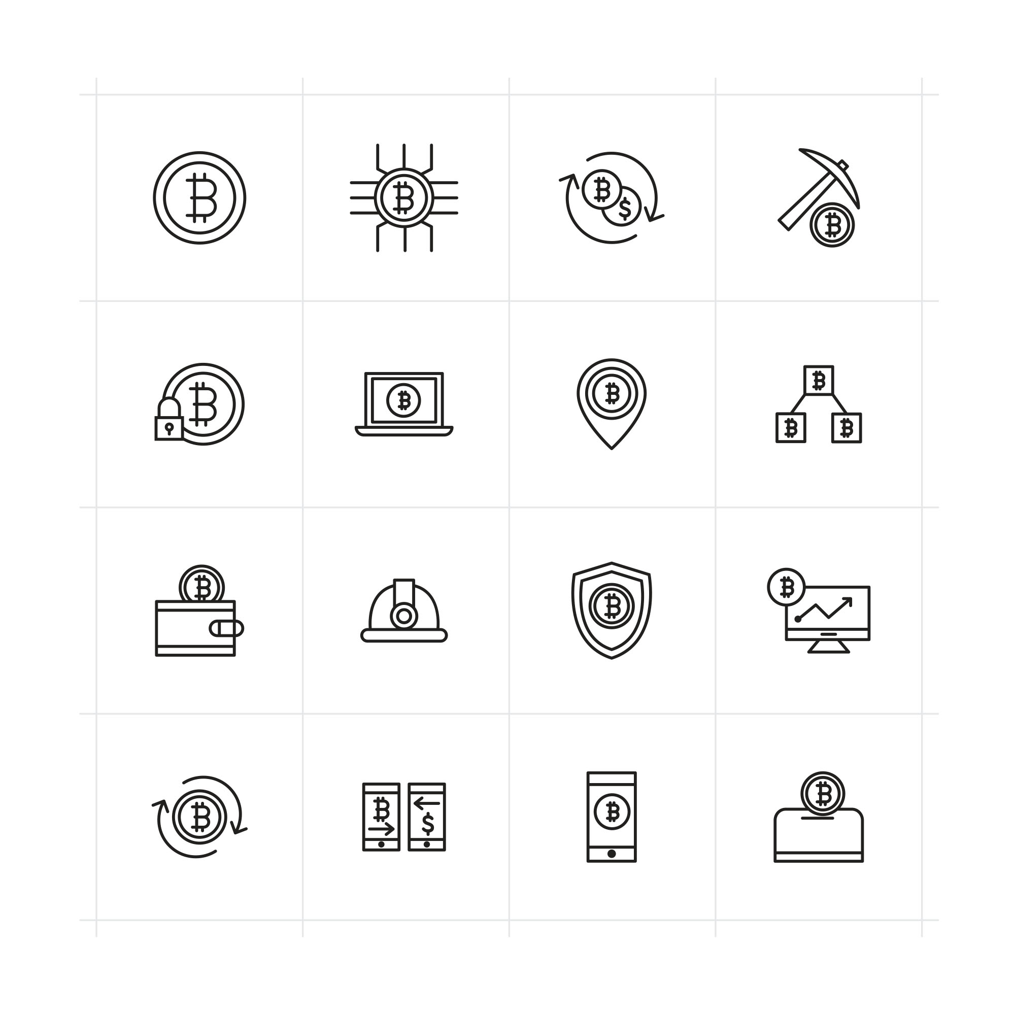 比特币矢量线性图标v01 bitcoin icons part 01