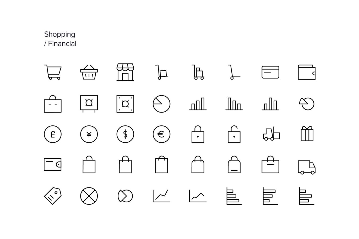 40枚购物金融主题矢量线性图标40lineicons–shoppingfinance