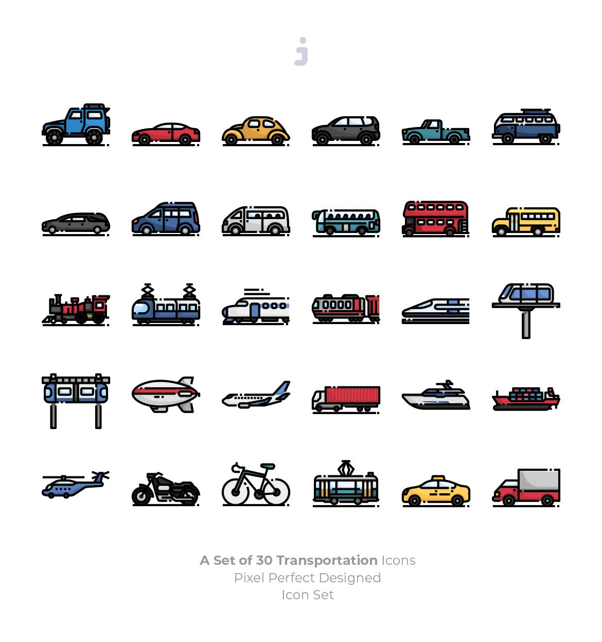 30枚现代交通工具矢量图标 30 transportation icons