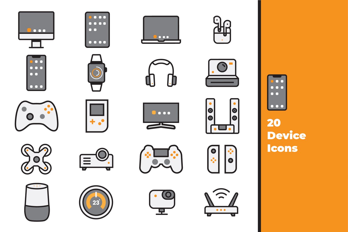 20种电子设备矢量图标素材 device icons