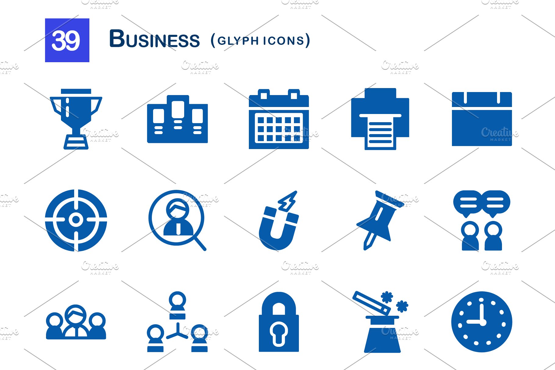 39个企业商务主题业务符号图标 39 business glyph icons