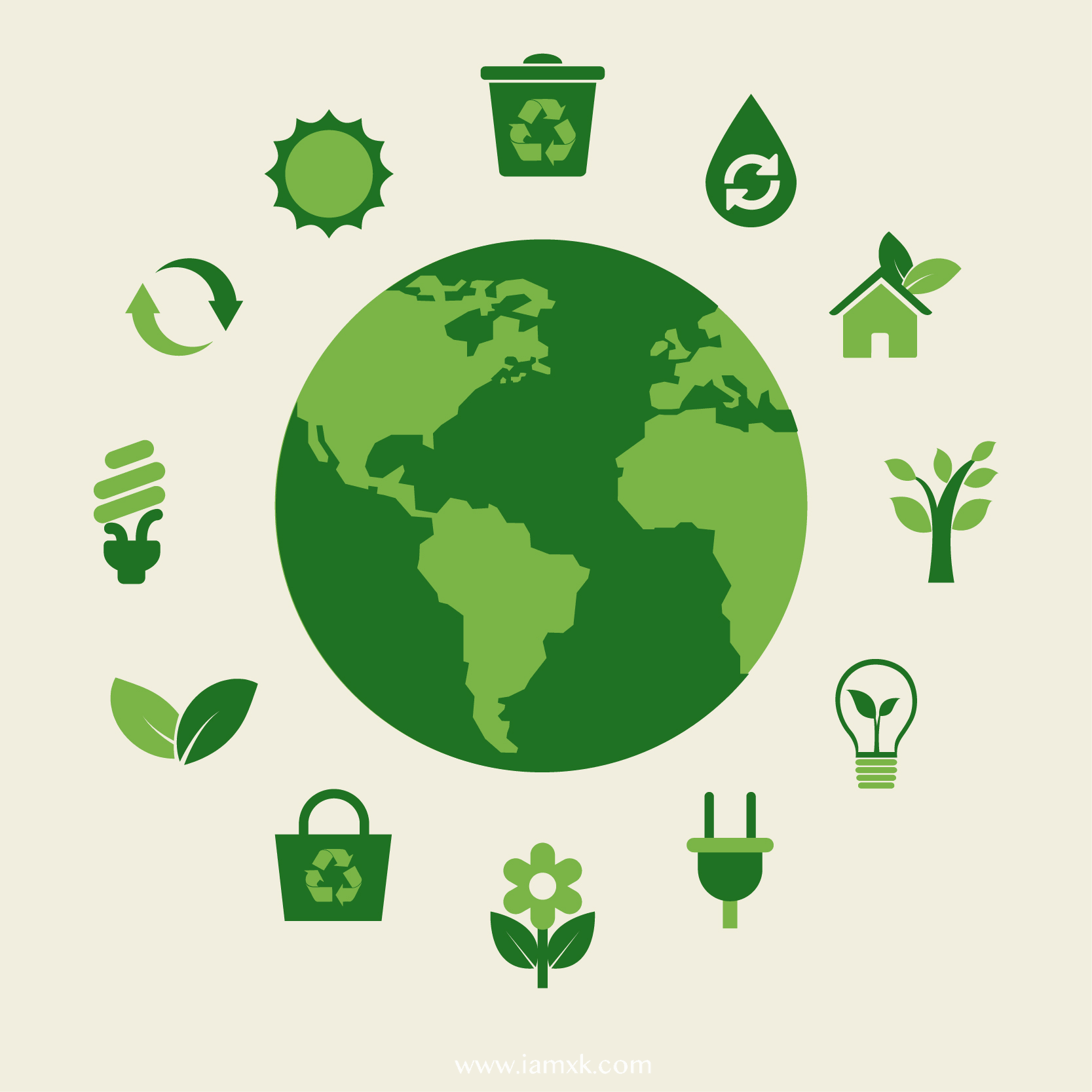 绿色生态环境概念图标集ecoearthandgreenicons