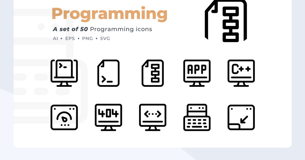 50枚编程开发主题线条图标素材 smoothline – 50 programming icon