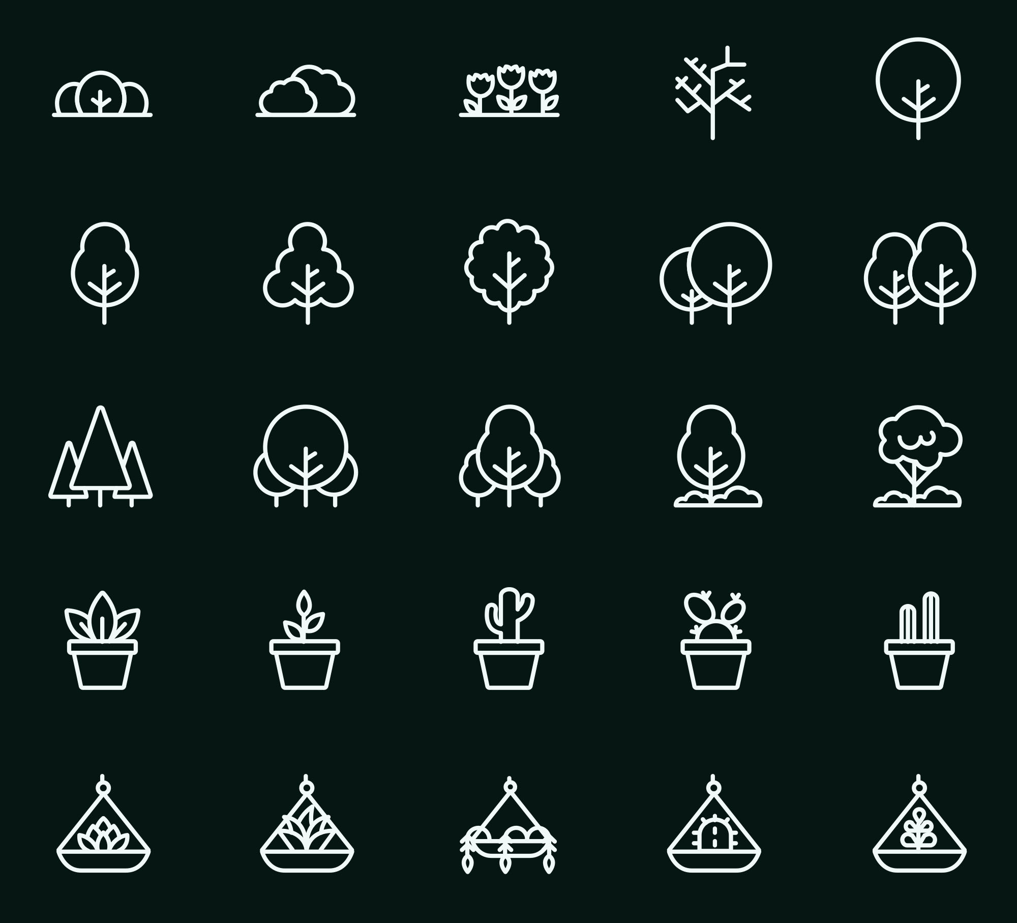 25枚植物盆栽矢量线性图标v2 25 plant vector icons