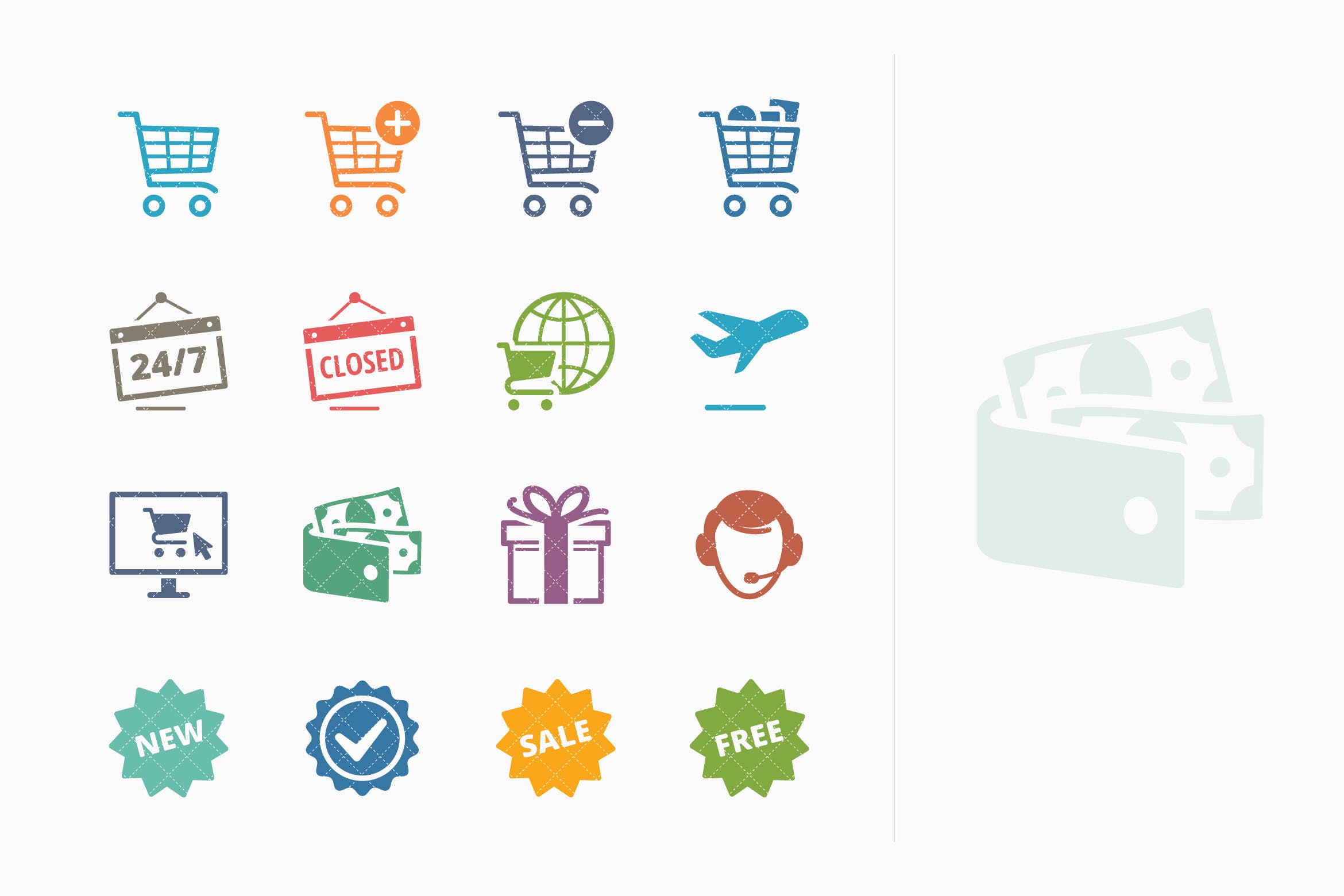 彩色系列-电子商务主题矢量图标v2 e-commerce icons set 2–