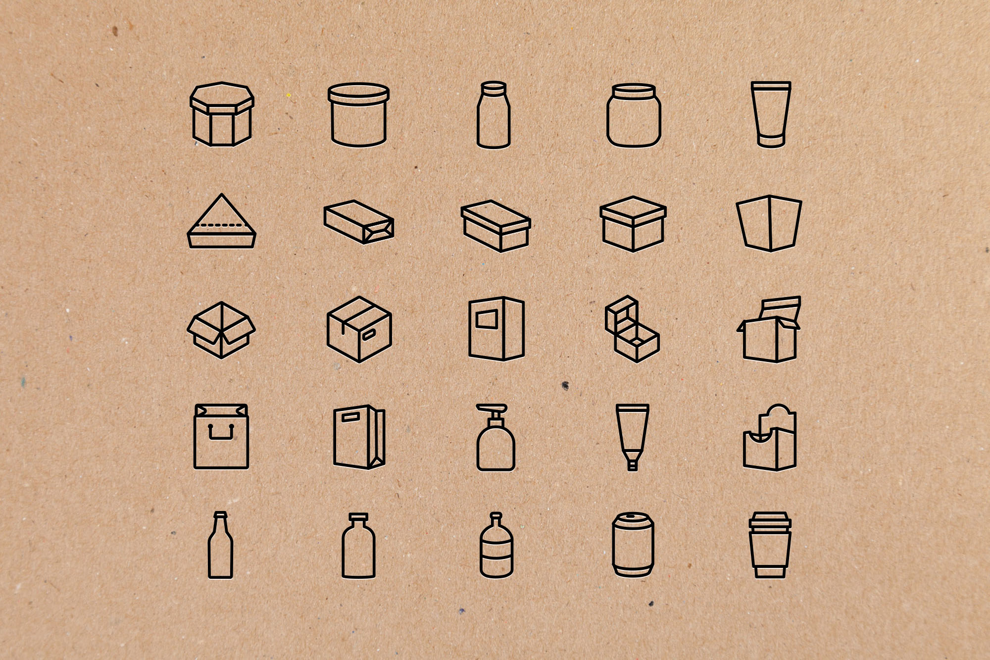25枚各类包装矢量线性图标 25 packaging icons