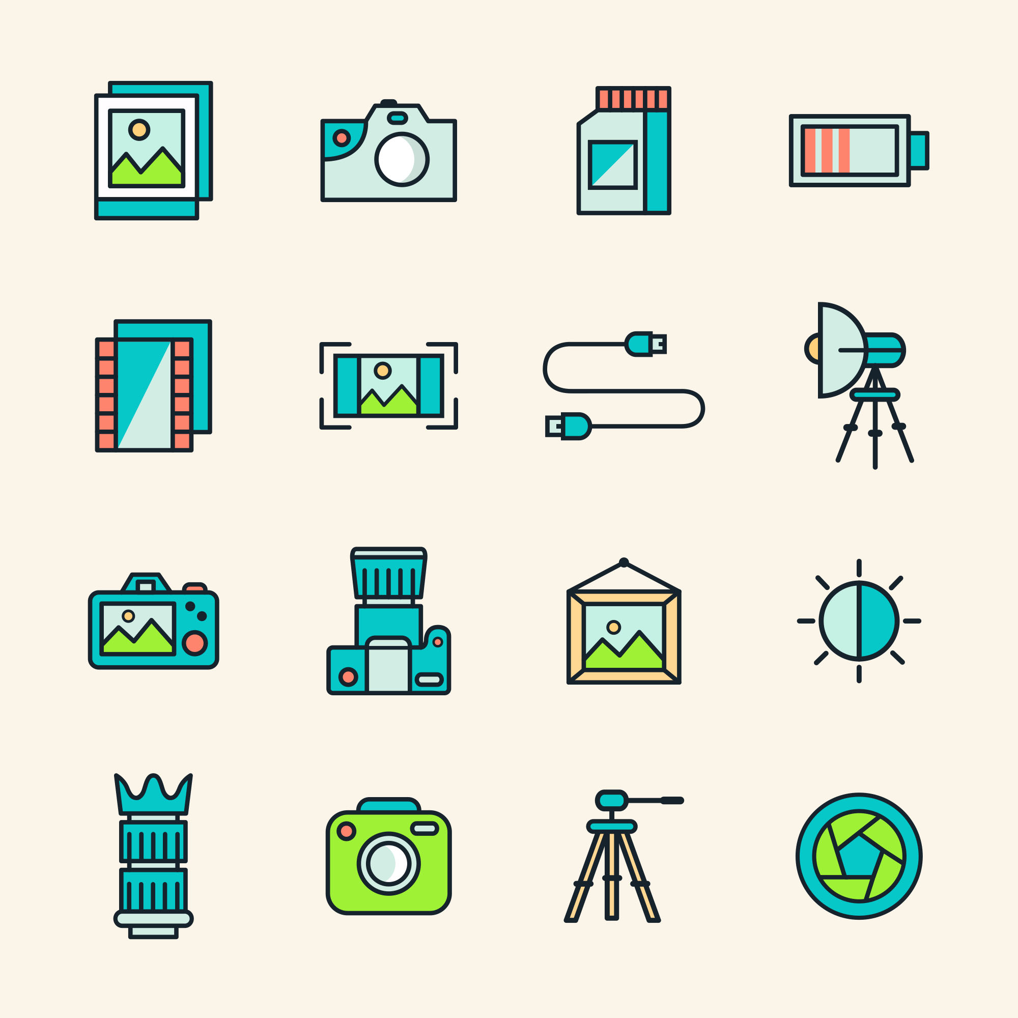 摄影图像处理矢量彩色图标photographyvectoricons