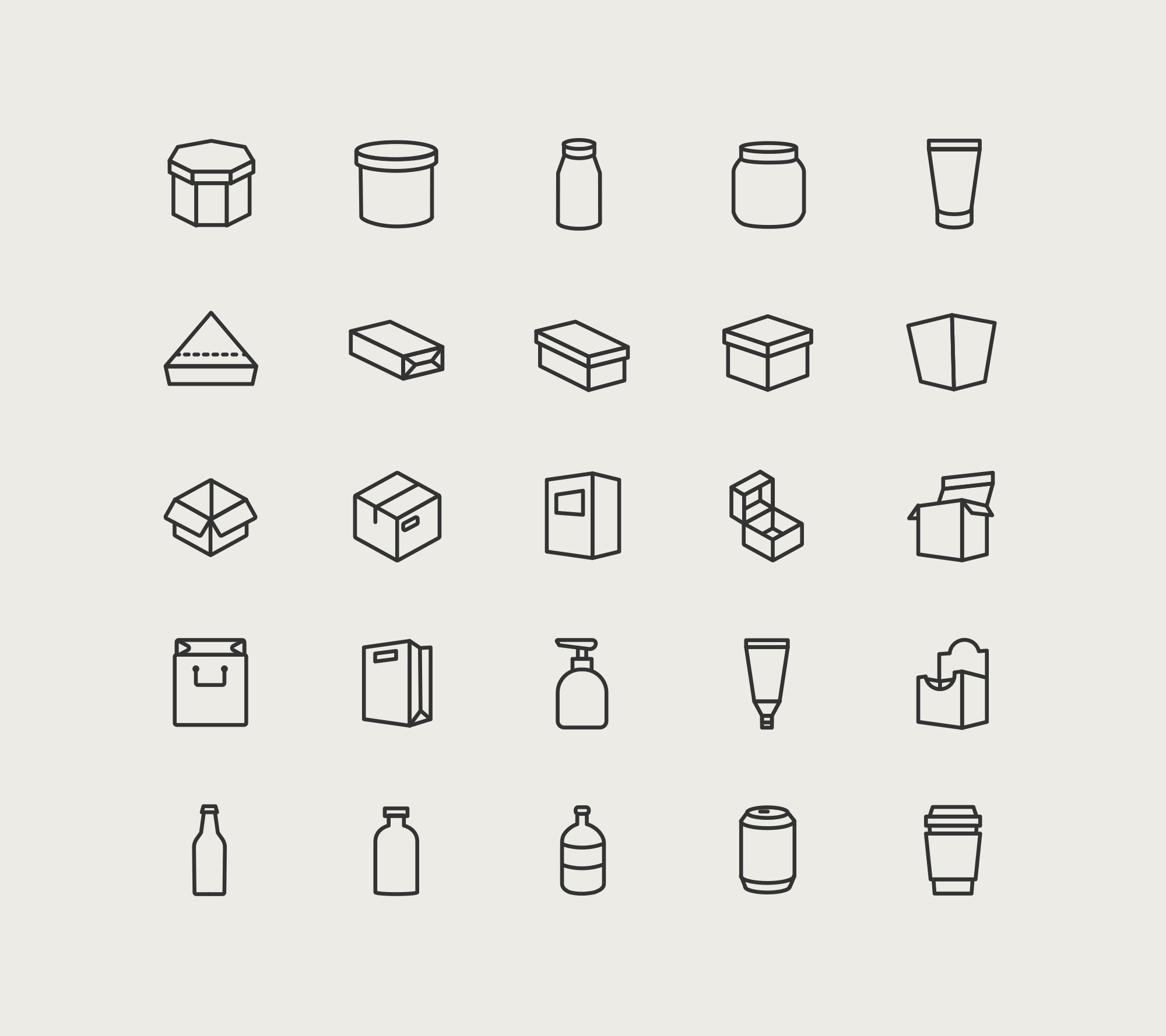 25枚各类包装矢量线性图标 25 packaging icons