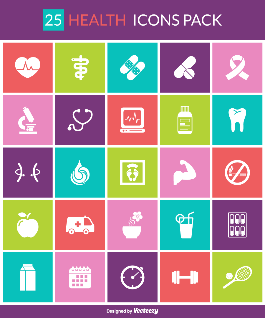 25个健康主题的图标合集矢量