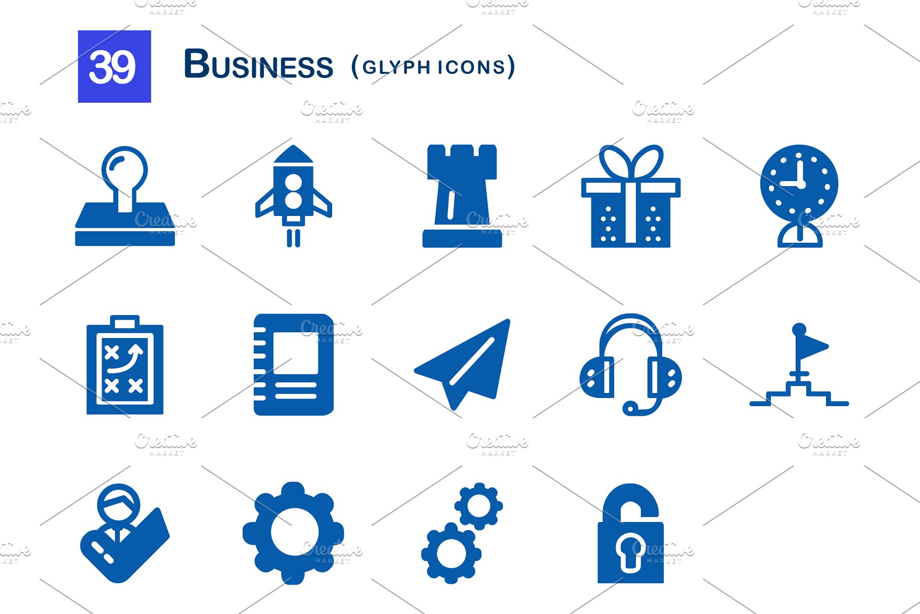 39个企业商务主题业务符号图标 39 business glyph icons