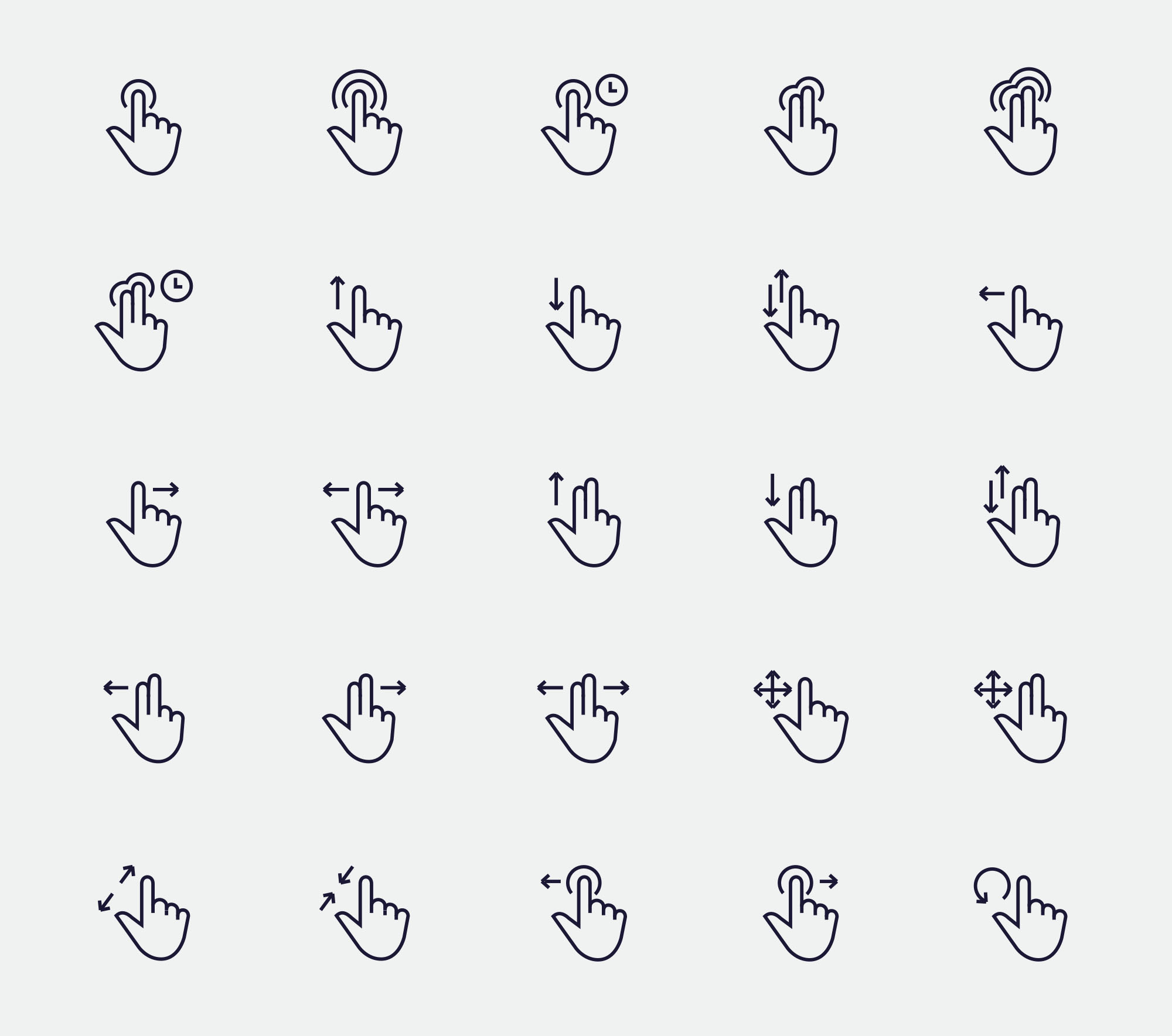 25个触摸手势矢量线性图标25touchgesturesicons