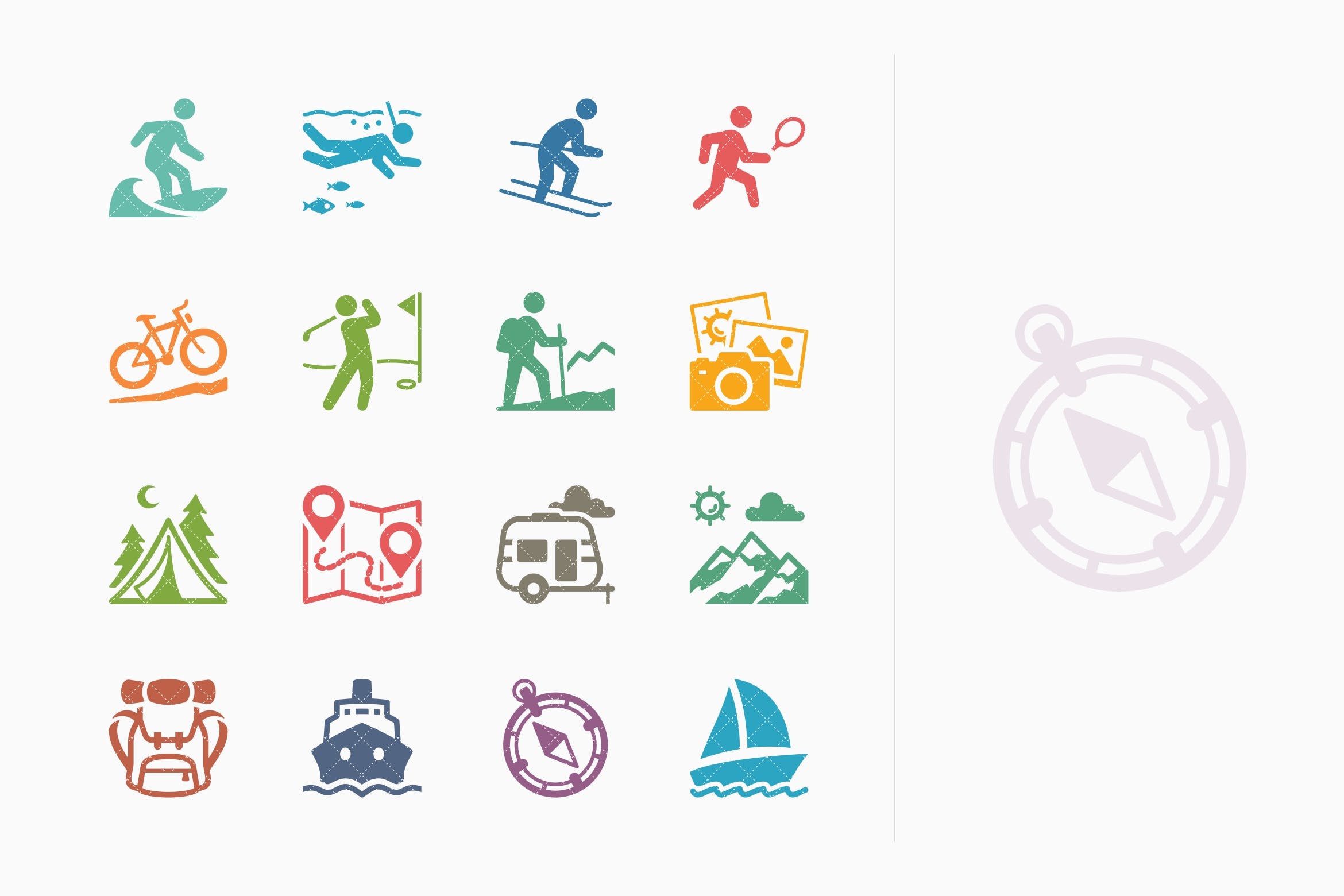 彩色系列-旅游旅行主题矢量图标v4 tourism travel icons set 4–