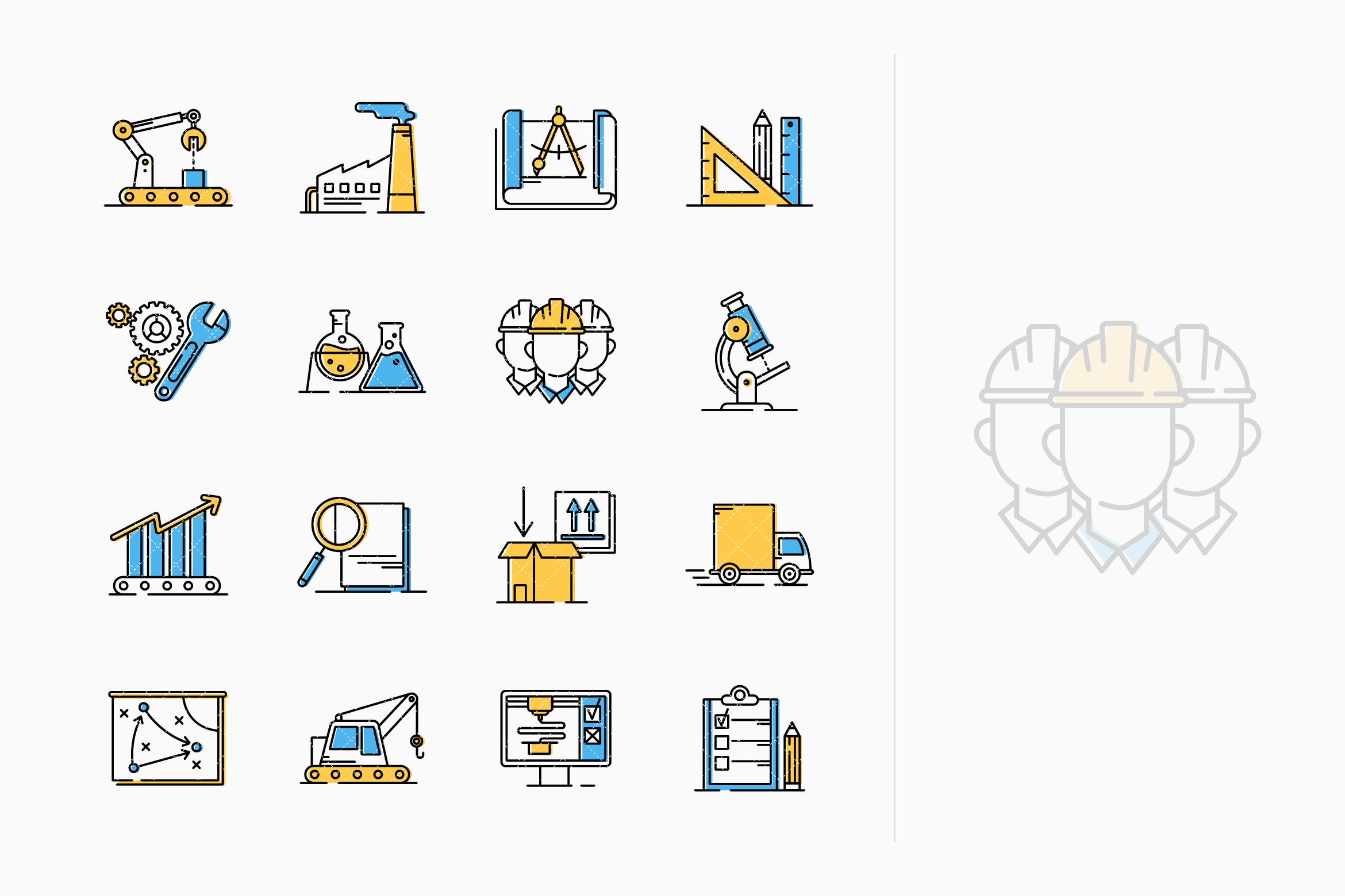 outline風格系列-製造工程主題矢量圖標 manufacturing e