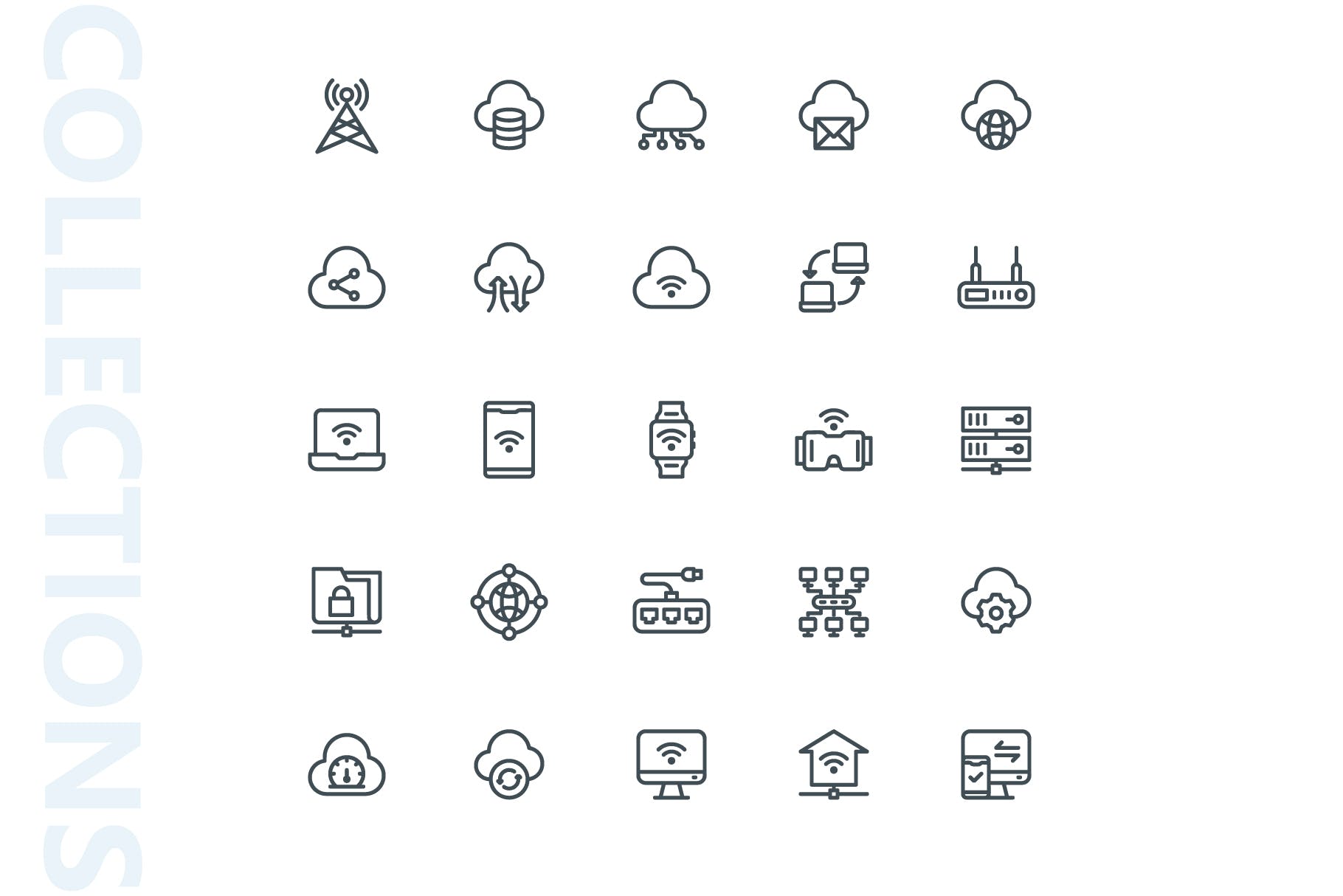 主题矢量线性图标 network lineart icons – 代码下载,计算机文档