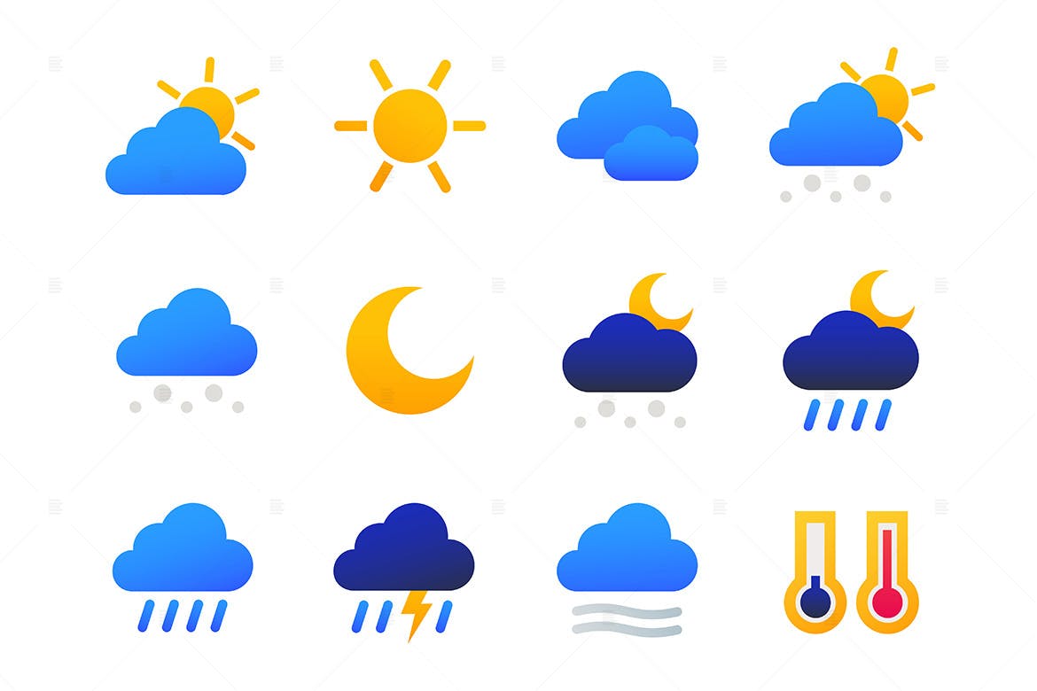 扁平設計風格天氣預報矢量圖標weathertypes–setofflatdesignstyle