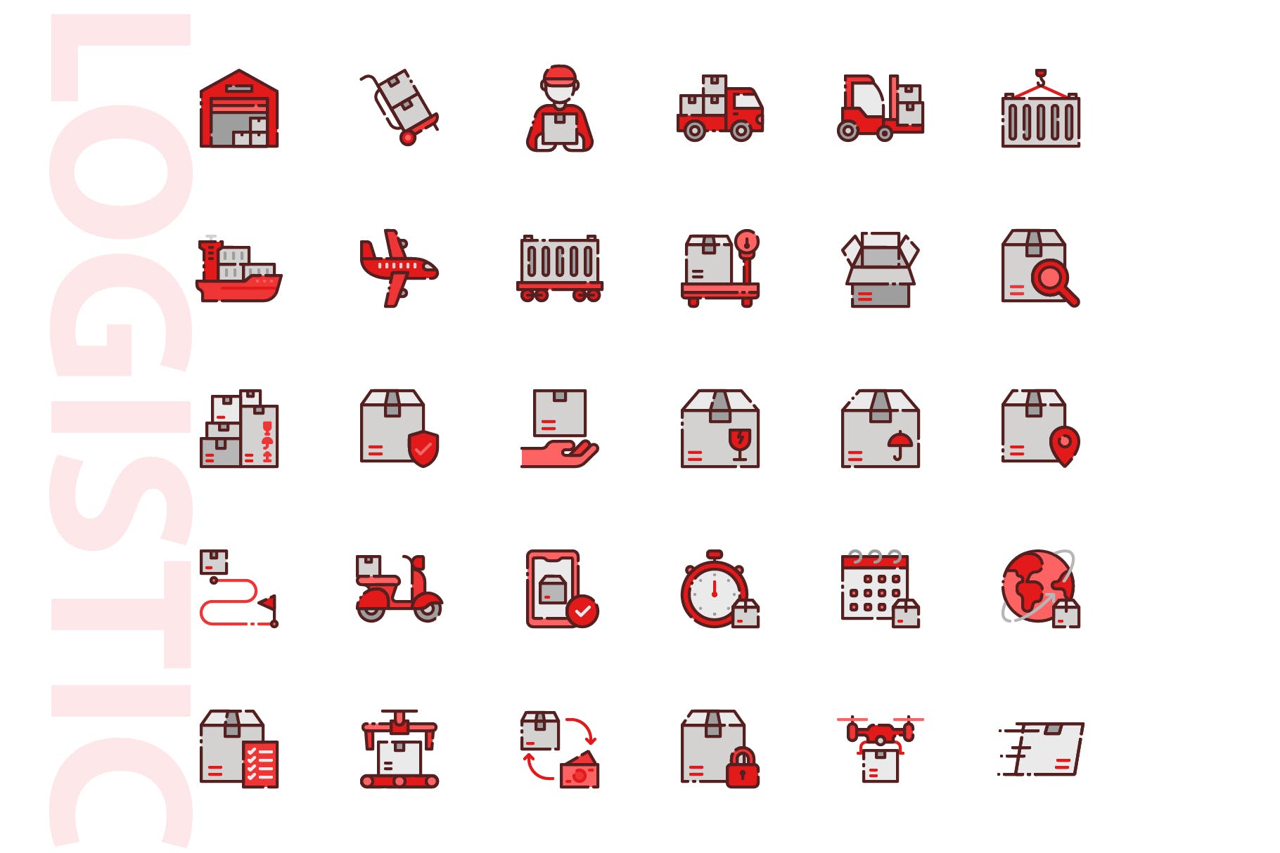 30枚物流运输填充图标素材 logistic filled