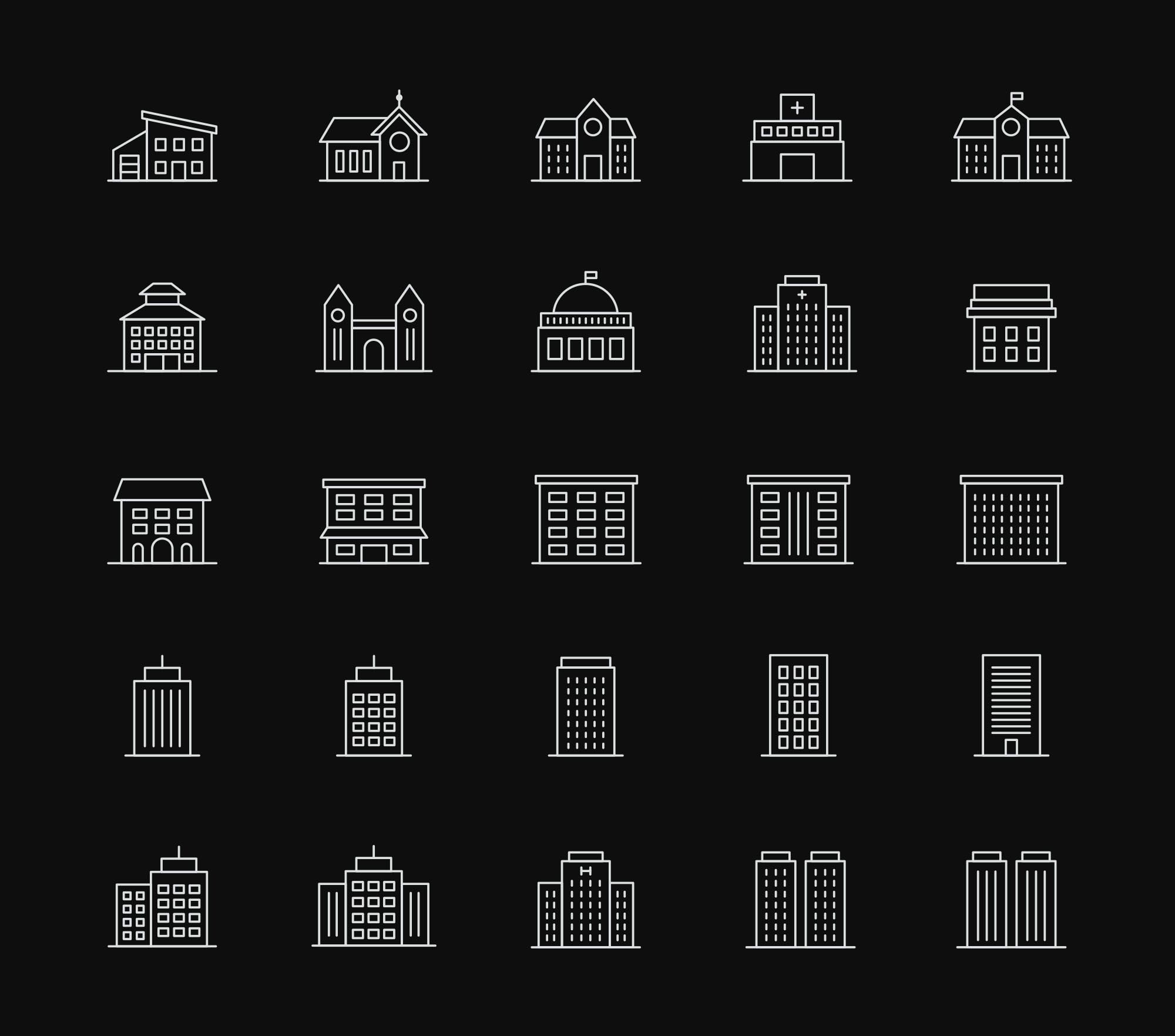 25枚各类建筑矢量线性图标25vectorbuildingicons