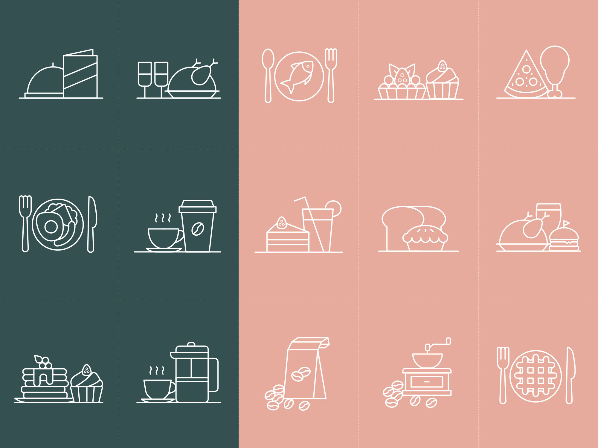 餐馆美食主题矢量线性图标restaurantvectoricons