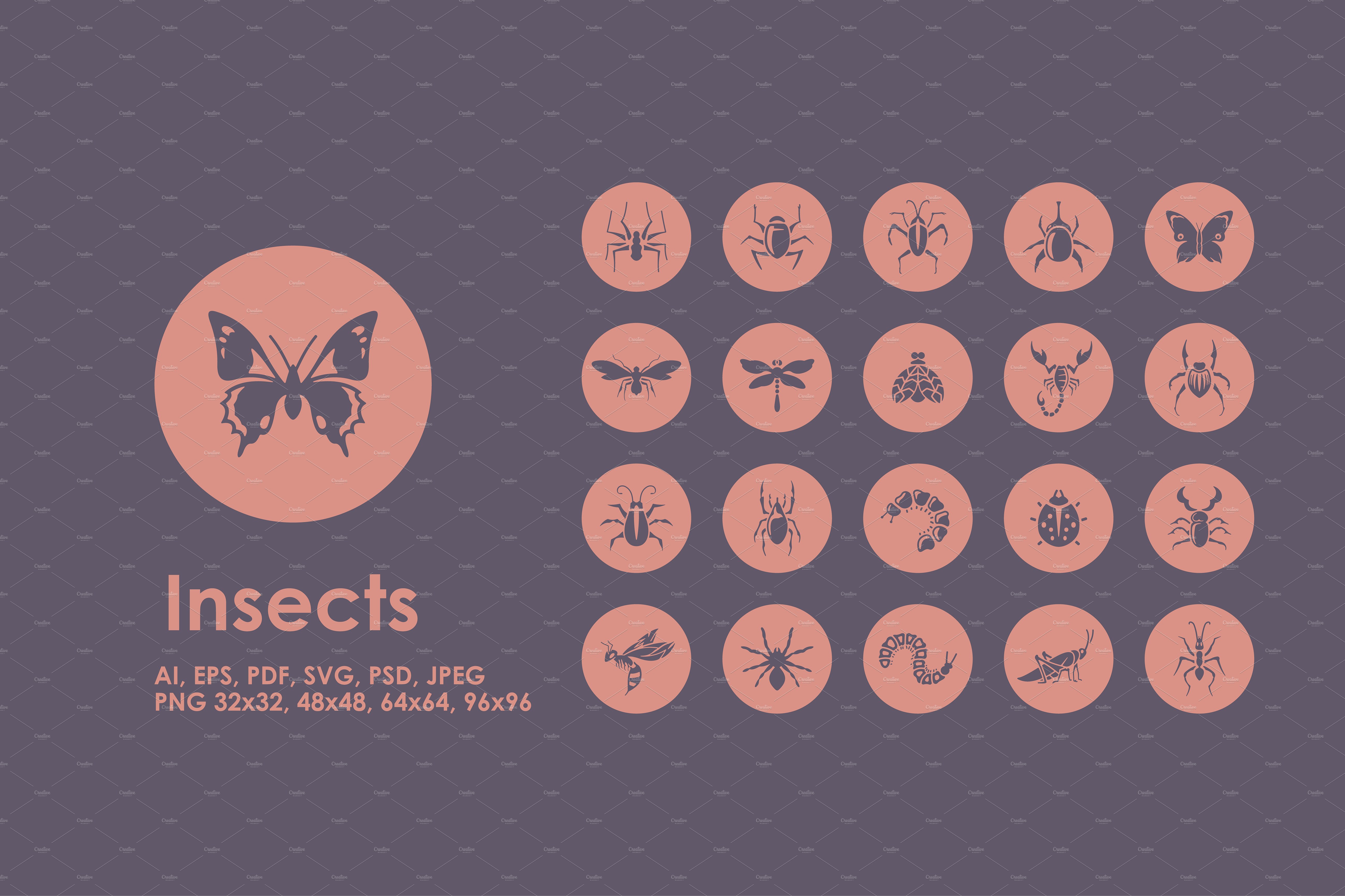 一组常见昆虫图标 insects icons – 代码下载,计算机文档,网页模板,i