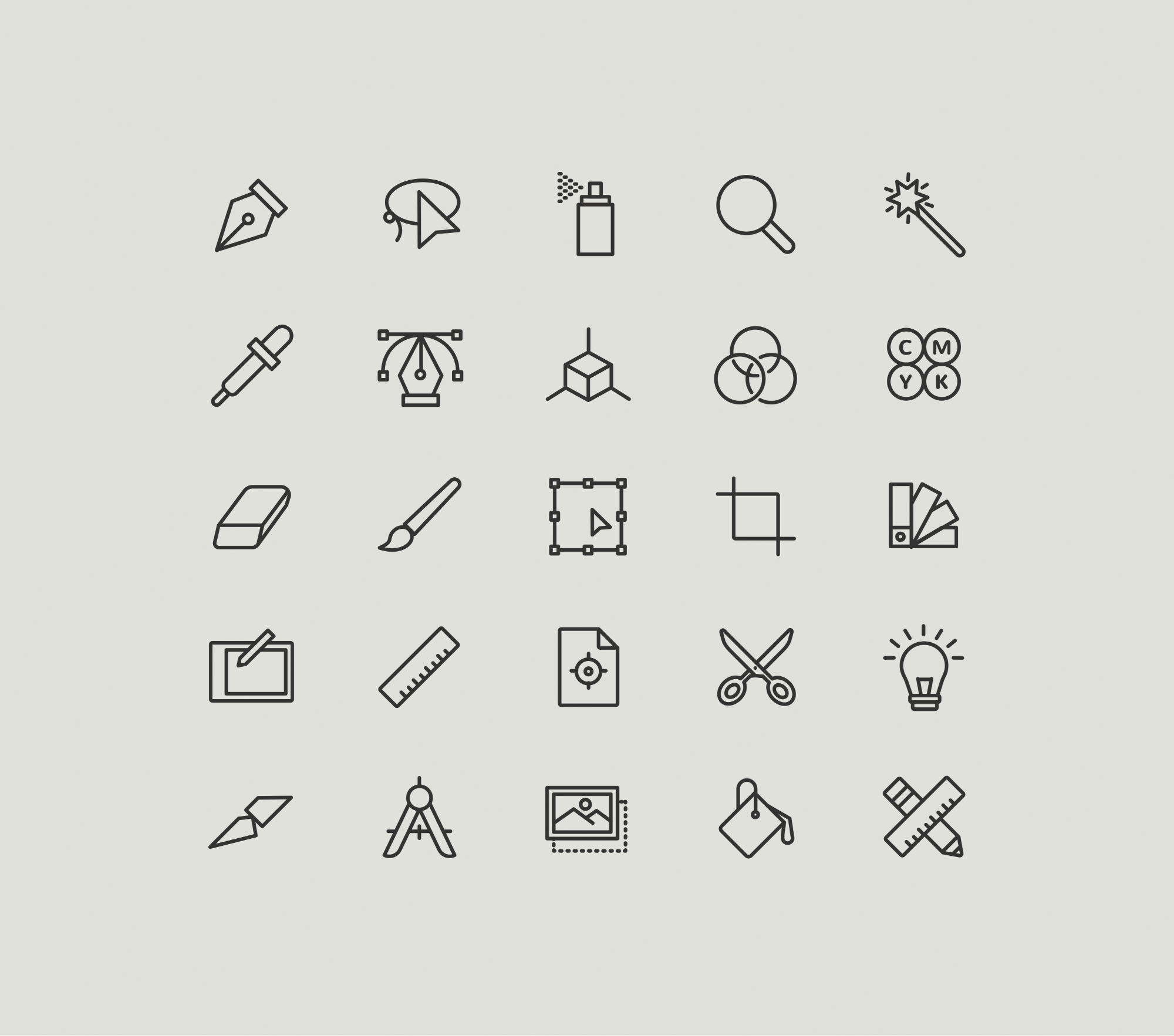 25枚简单图形设计矢量图标 25 simple graphic design icons