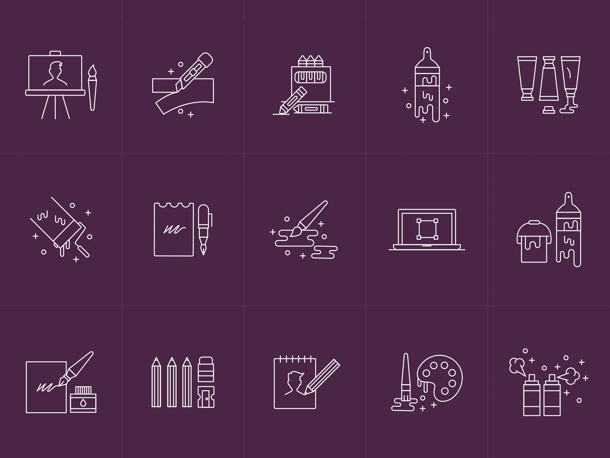 设计&艺术创作工具矢量线性图标 design & art tools icon set