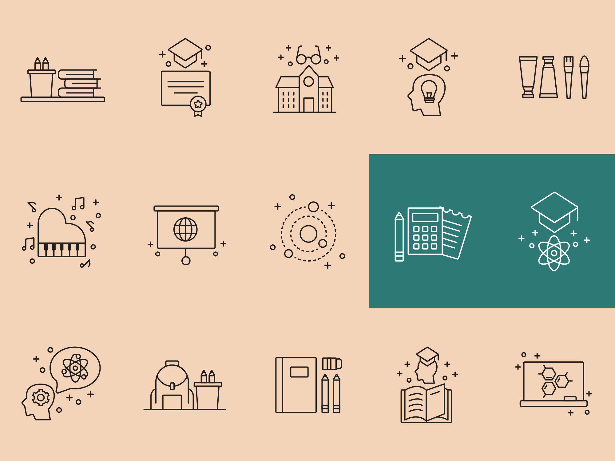 教学主题矢量线性图标 teaching vector icons