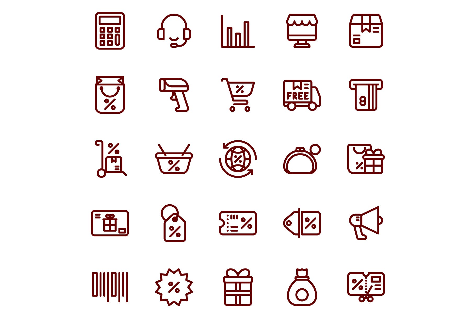 黒五电商促销主题线性图标素材 black friday sale lineart