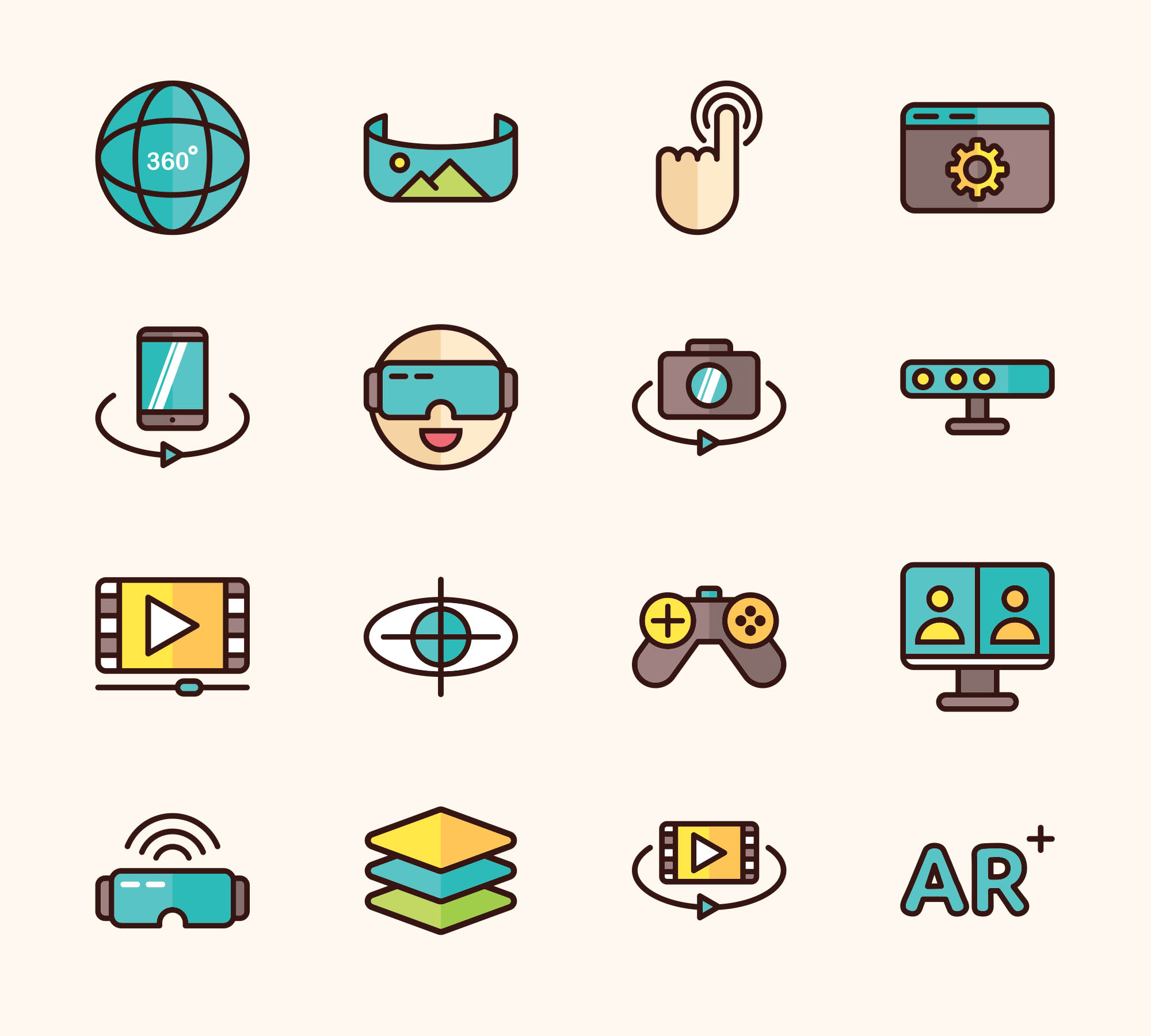 vr虚拟现实矢量彩色图标v2virtualrealityvectoriconspart02