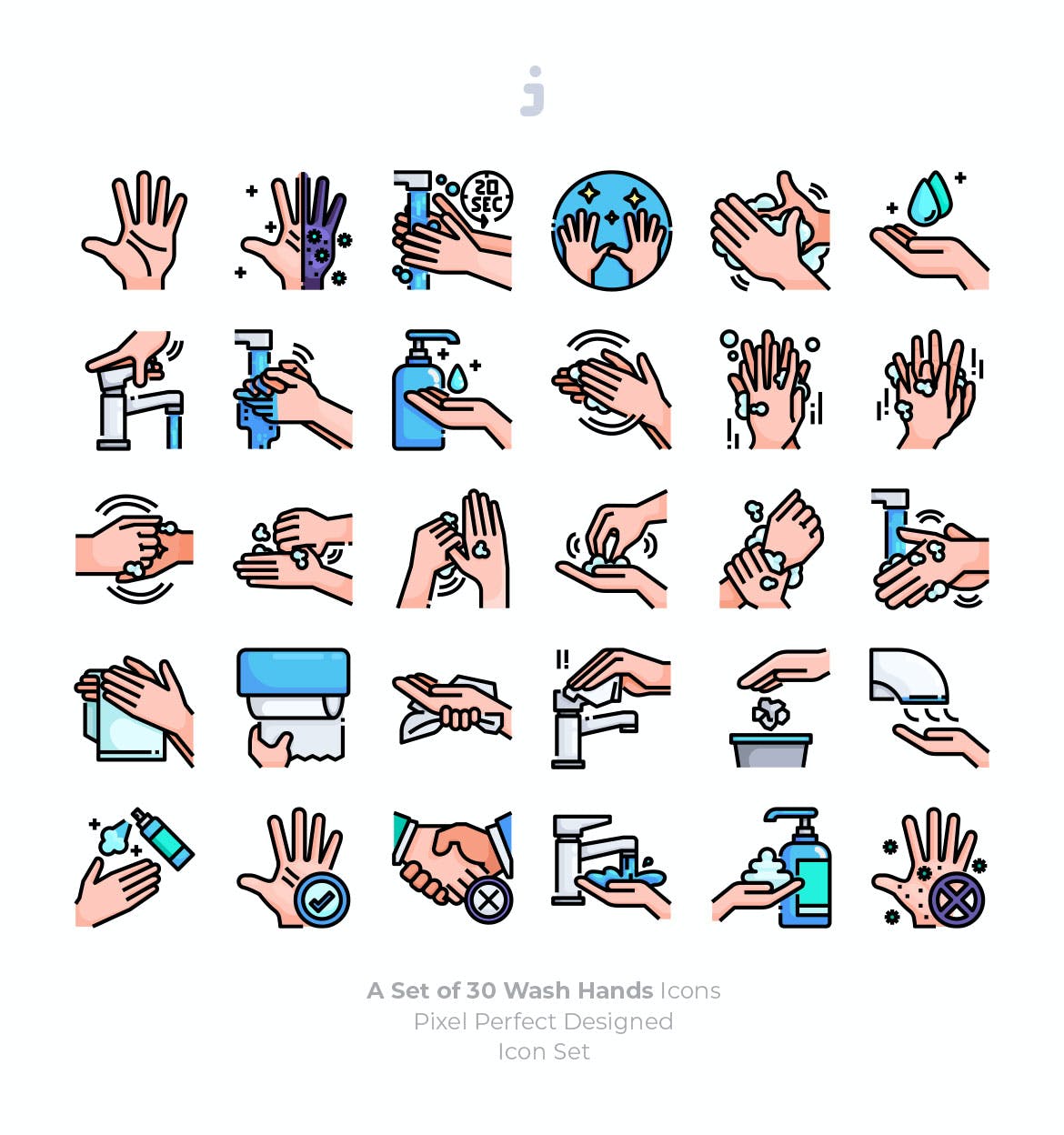30枚科学洗手方法矢量图标30washhandsicons