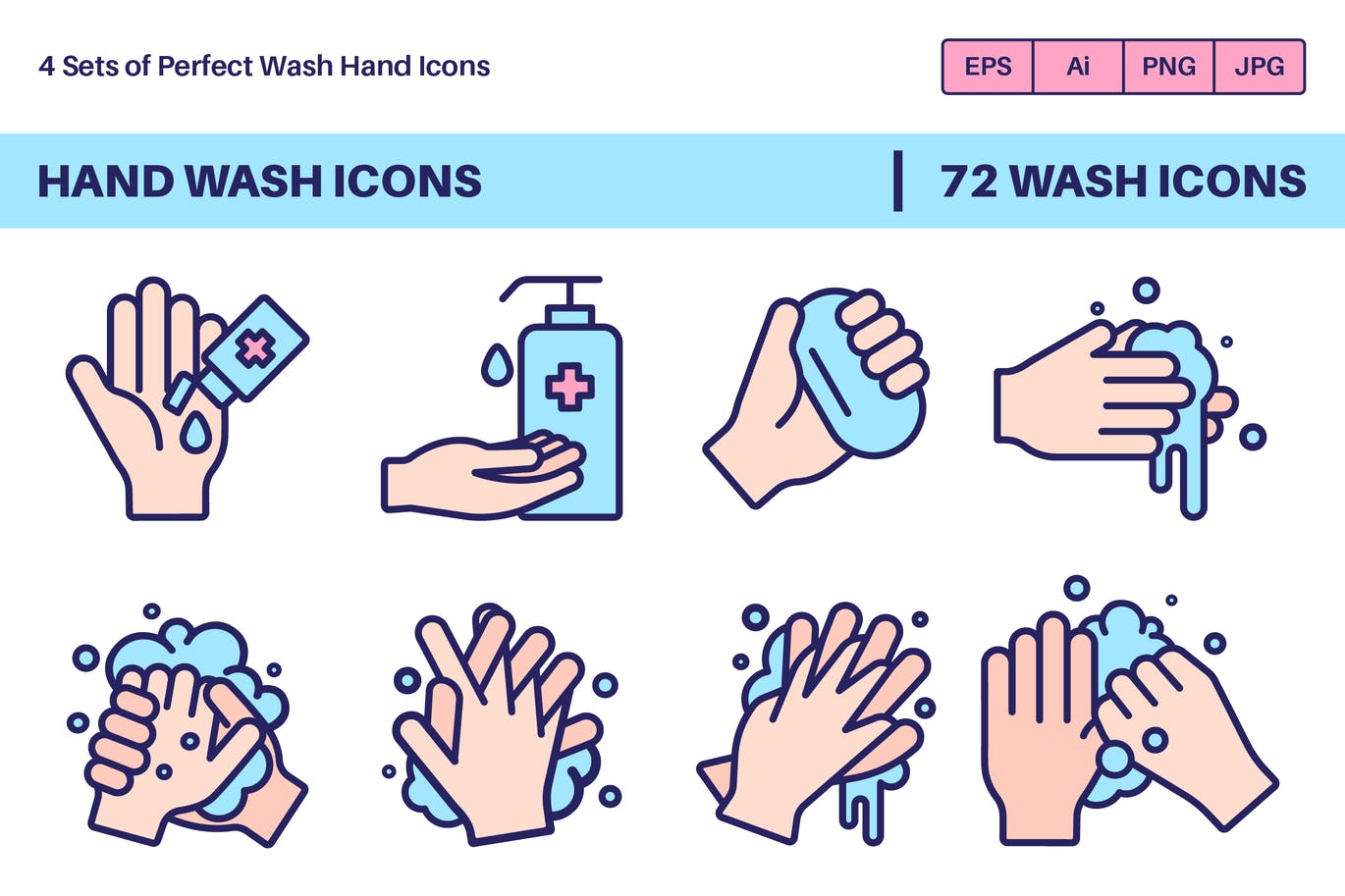 洗手演示矢量图标素材handwashicons